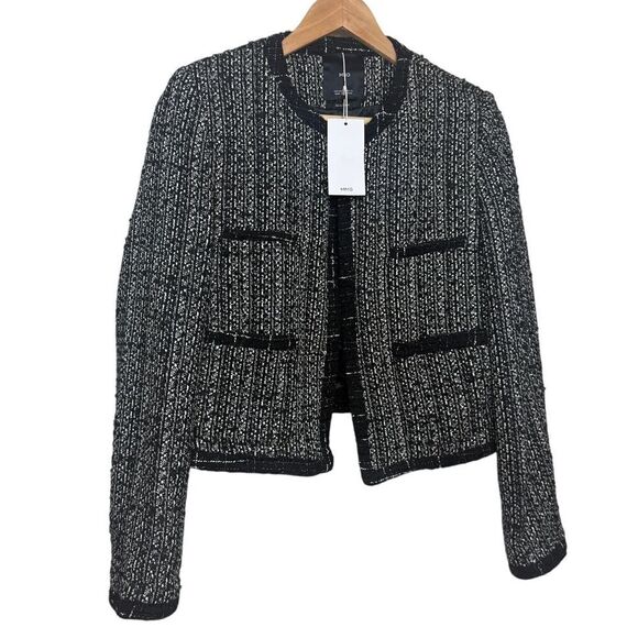 Mango Black White Tweed Jacket NWT Sz. S - Picture 5 of 8